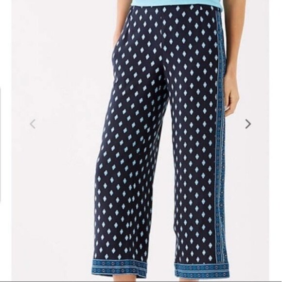 J. Jill Pants - J. Jill Pull-on Crop NEW. Blue Print with Wide Leg